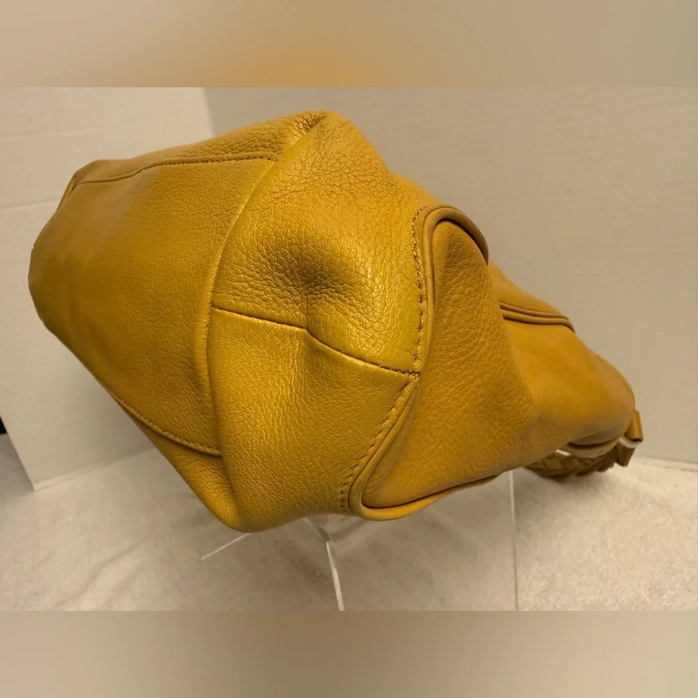 Tre Vero Boho Luxe Saffron Leather Slouchy Hobo Bag Braided Handle
